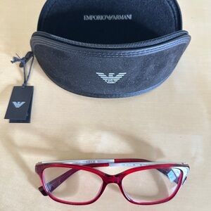 Emporio Armani Red Glasses with Case